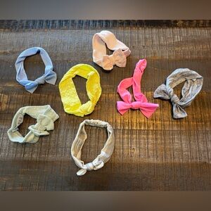 Lot of 7 Baby Girl Soft Headbands Bows and Knotted Some never worn